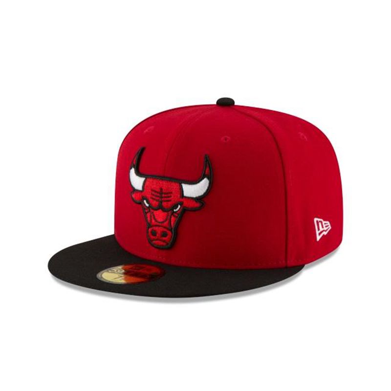 NBA Chicago Bulls Two Tone 59Fifty Fitted (ROA7681) - Red New Era Caps